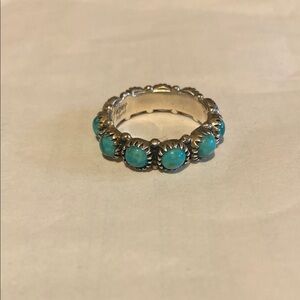 Silver and Turquoise Women's Ring size 10